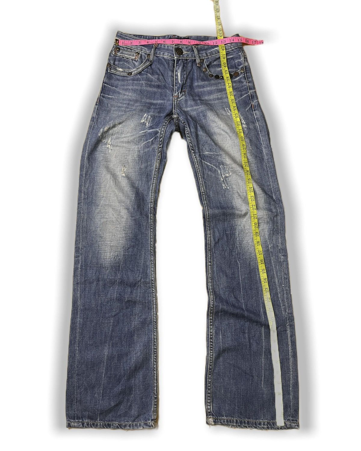 Japanese Brand × Vintage FLARE SWELL DENIM DISTRESSED BUTTONS JAPAN Size US 30 / EU 46 - 3 Thumbnail