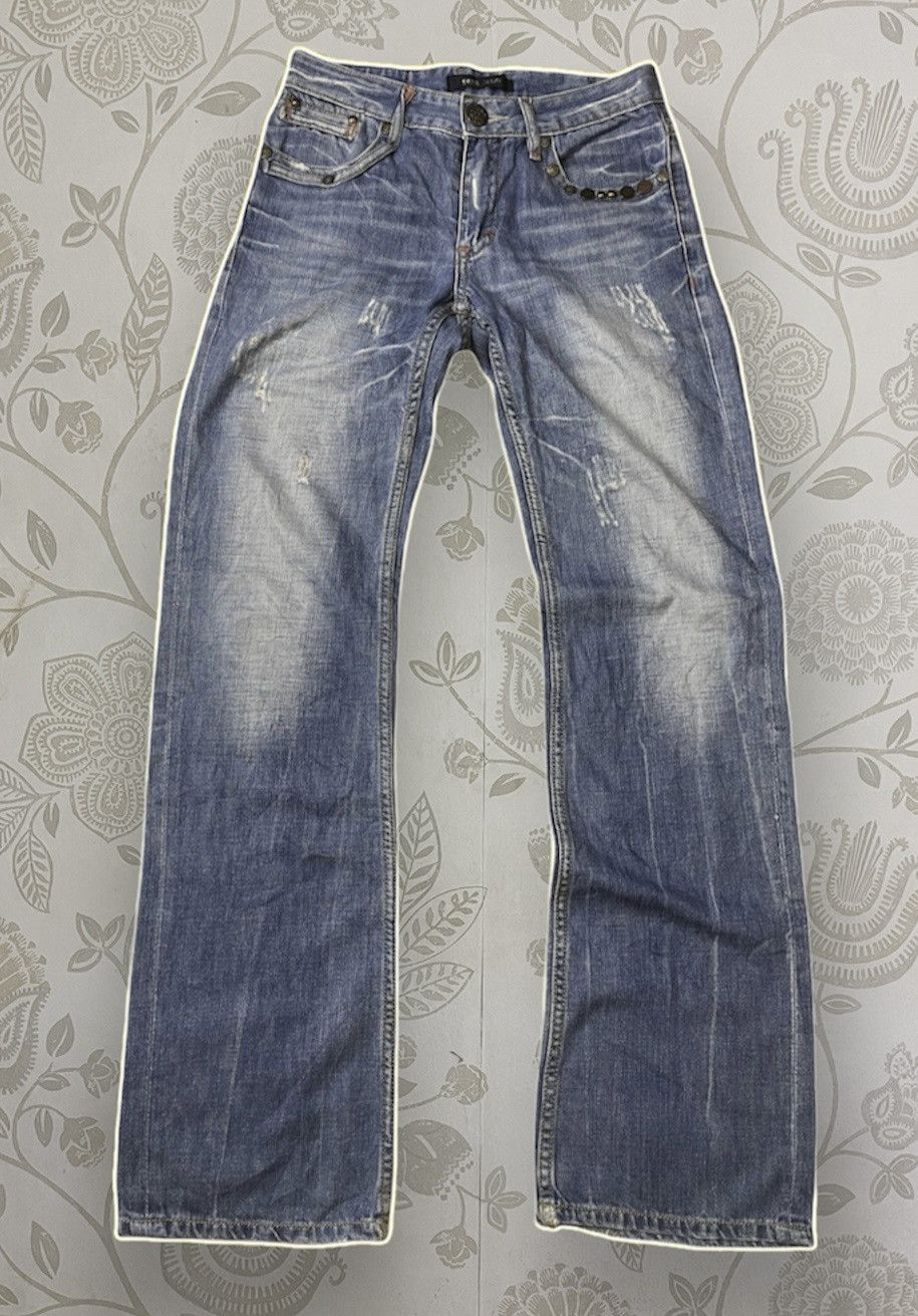 Japanese Brand × Vintage FLARE SWELL DENIM DISTRESSED BUTTONS JAPAN Size US 30 / EU 46 - 1 Thumbnail