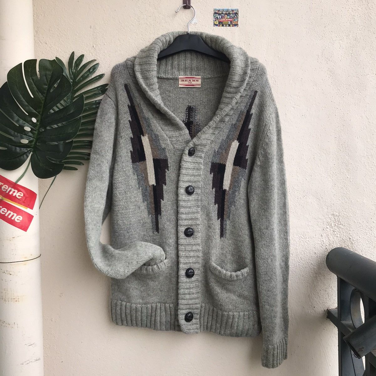 Beams Plus Beams Plus Argyle Mohair Cardigan | Grailed