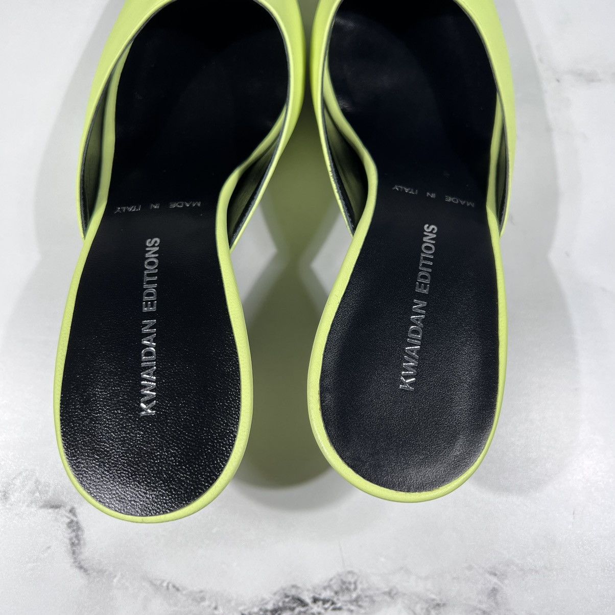 Kwaidan Editions KWAIDAN Editions Pointy Toe Kitten Heel Leather Lime Mules Size US 8 / IT 38 - 6 Thumbnail
