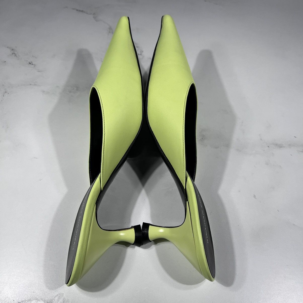 Kwaidan Editions KWAIDAN Editions Pointy Toe Kitten Heel Leather Lime Mules Size US 8 / IT 38 - 4 Thumbnail