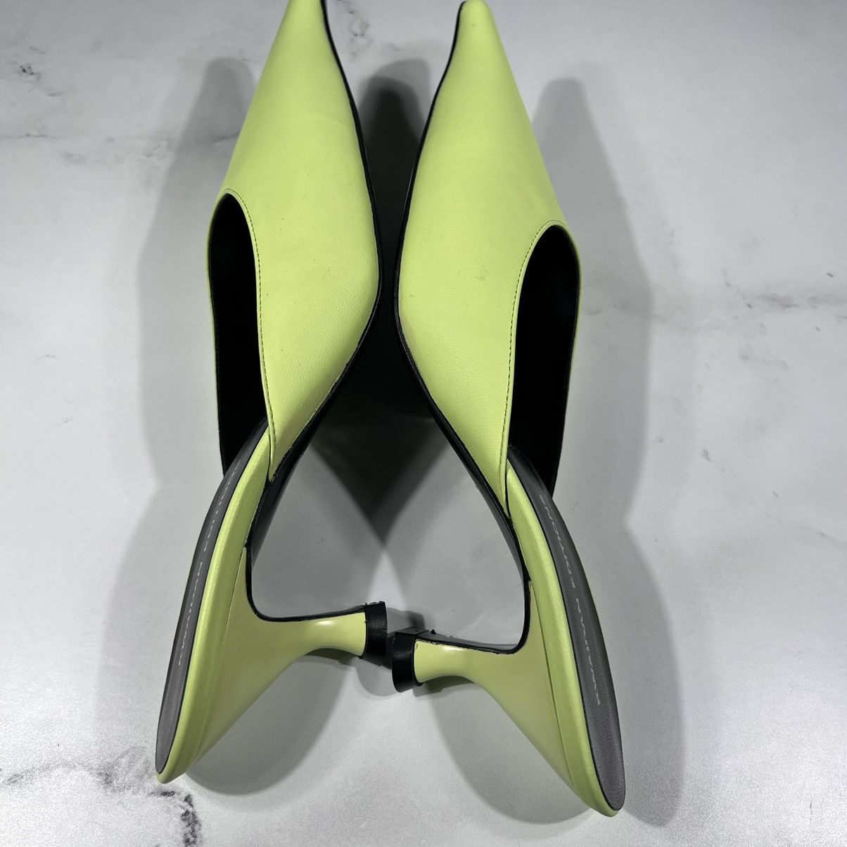 Kwaidan Editions KWAIDAN Editions Pointy Toe Kitten Heel Leather Lime Mules Size US 8 / IT 38 - 5 Thumbnail
