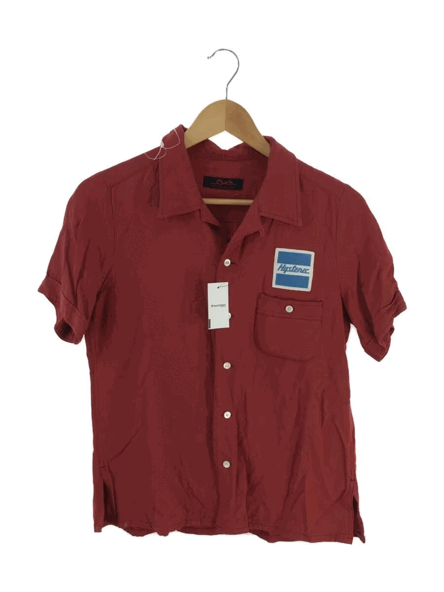 image of Hysteric Glamour Rayon Camp Collar Logo Bowling Shirt in Red, Men's (Size Small)