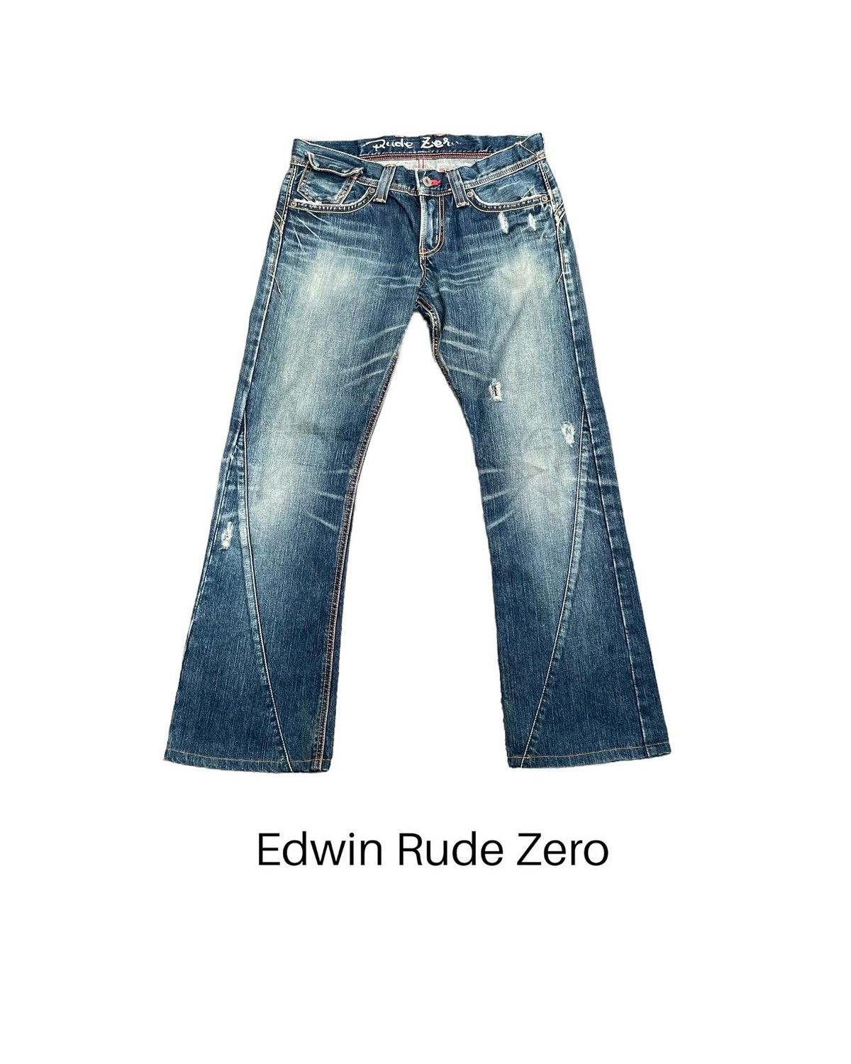 Edwin Vintage Edwin Rude Zero Distresed Denim Size US 33 - 1 Thumbnail