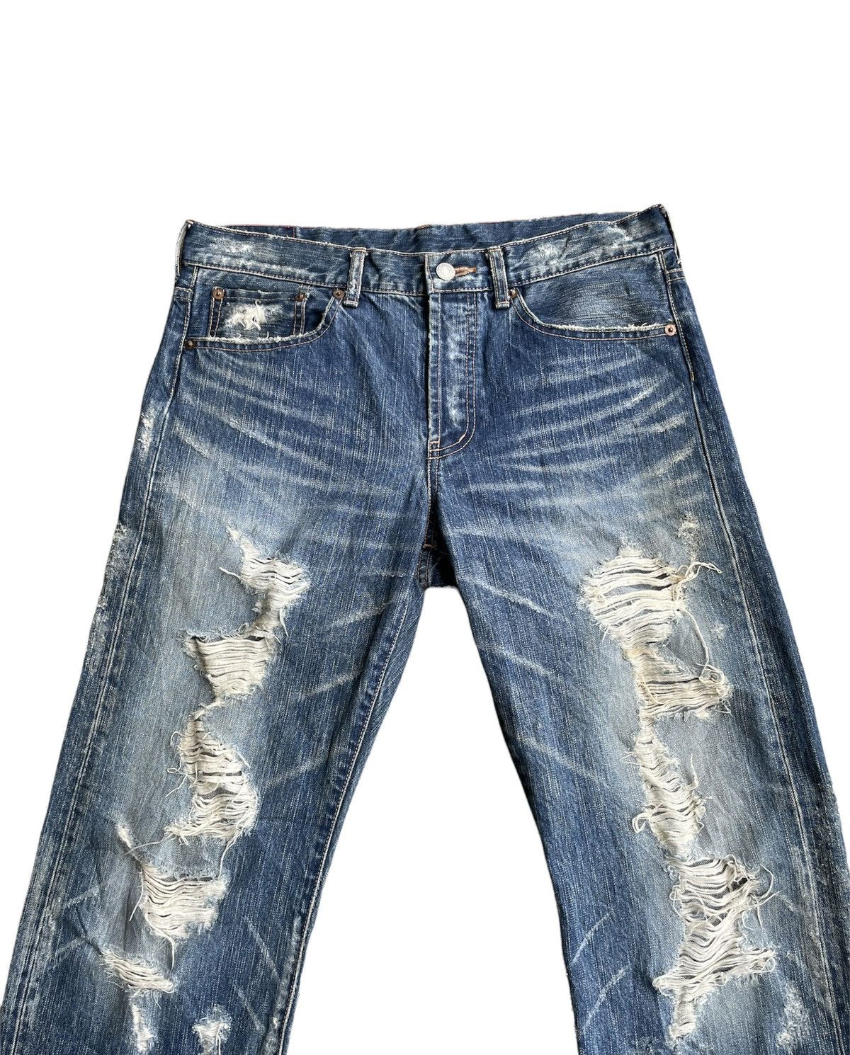 Japanese Brand Soul Of Freedom Japan Distressed Denim Size US 33 - 6 Thumbnail