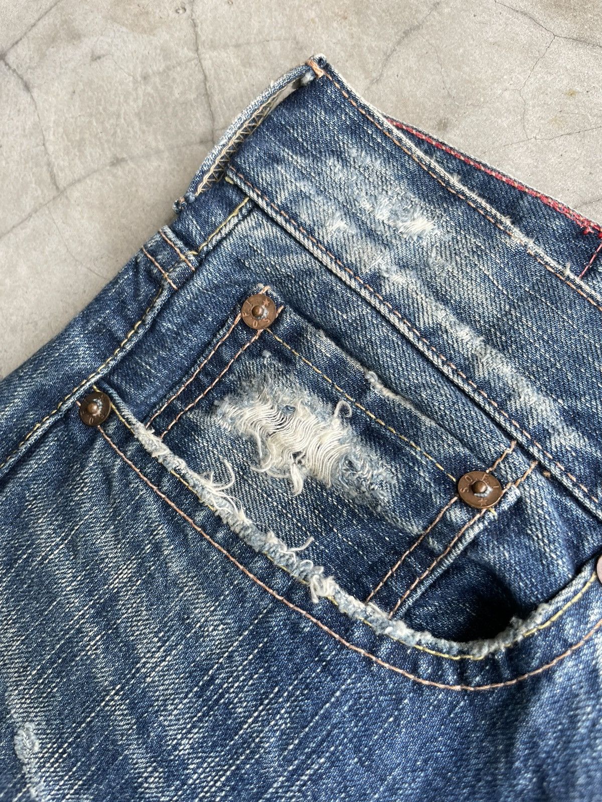 Japanese Brand Soul Of Freedom Japan Distressed Denim Size US 33 - 19 Thumbnail