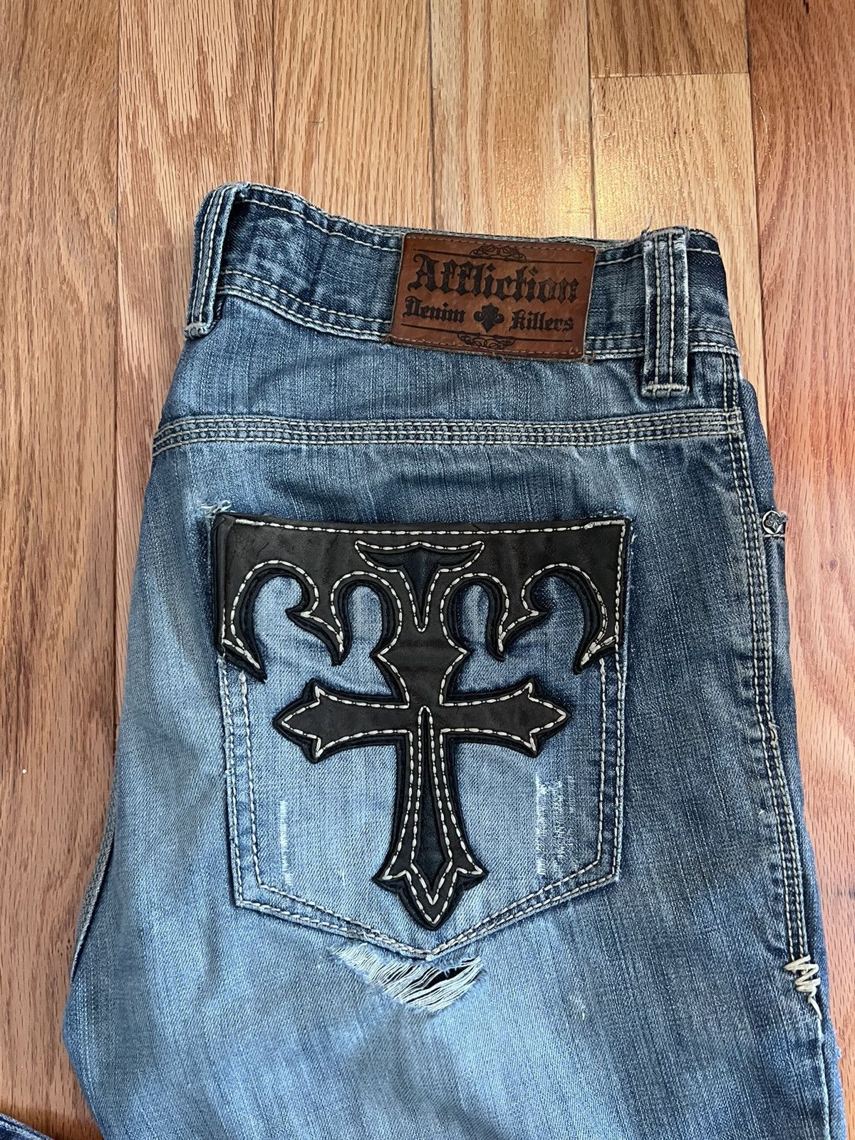 Affliction Denim Killers Distressed Ripped deals Holes Jeans Men's Size 38 x 34