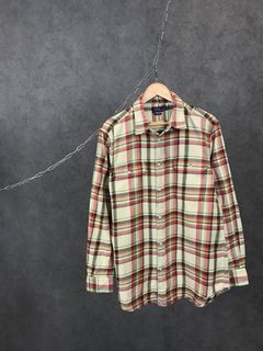 Vintage 90s Polo Ralph Lauren Thick Flannel Cotton Plaid Button Front Shirt  M
