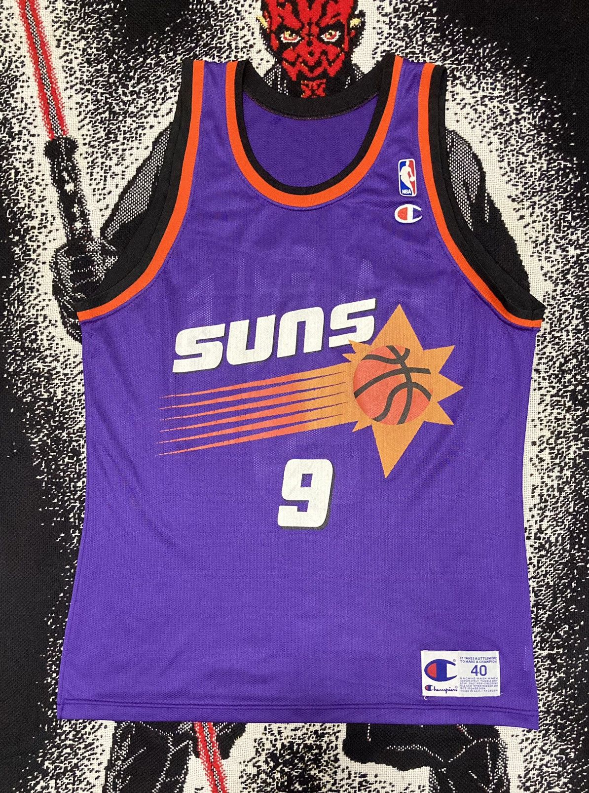 Vintage CHAMPION Phoenix SUNS Dan Majerle Jersey Size online 48 NBA purple white