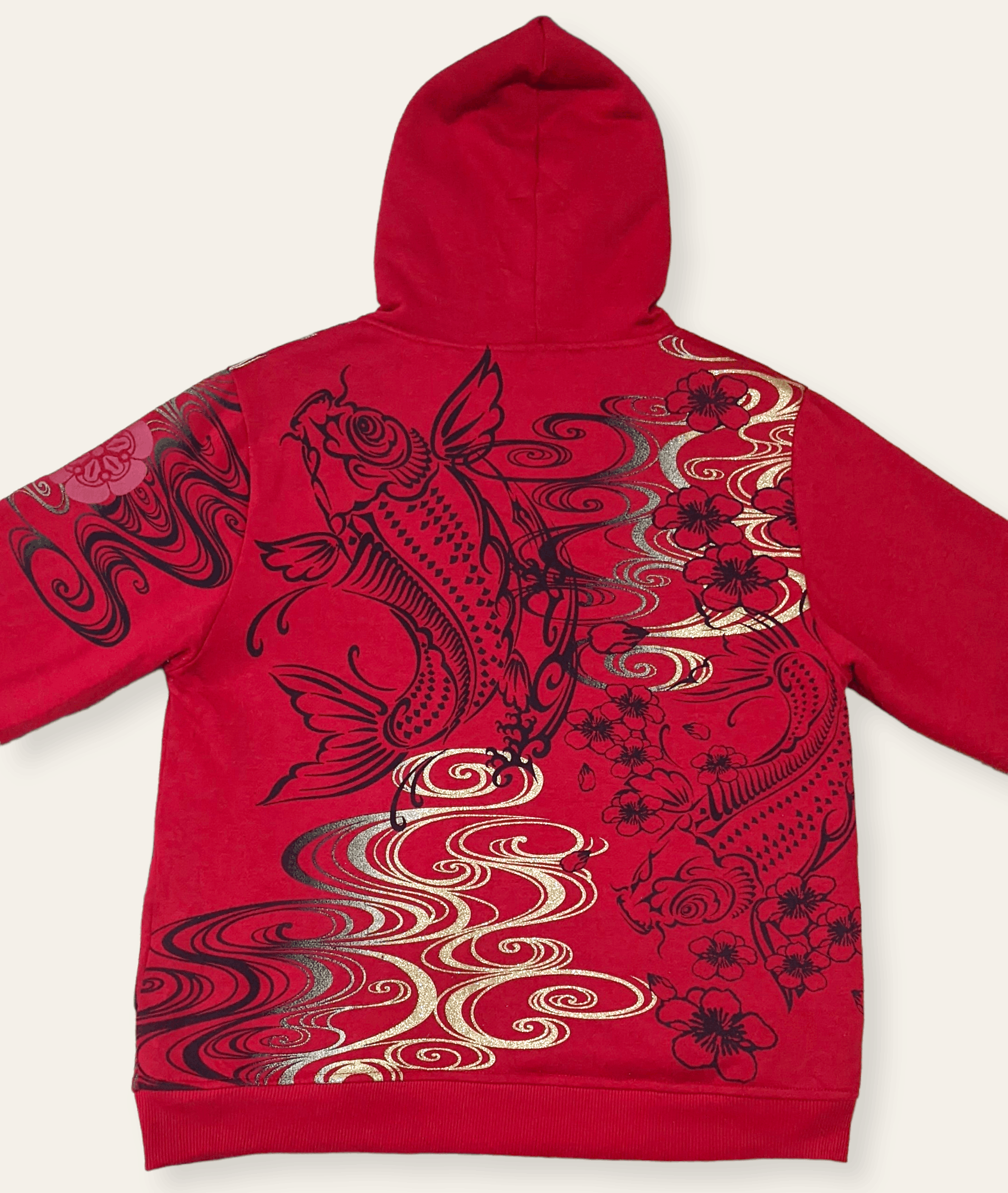 Japanese Brand × Vintage Vintage Japanese Sukajan Gold Koi Fish Zipped Hoodie Size US L / EU 52-54 / 3 - 4 Thumbnail