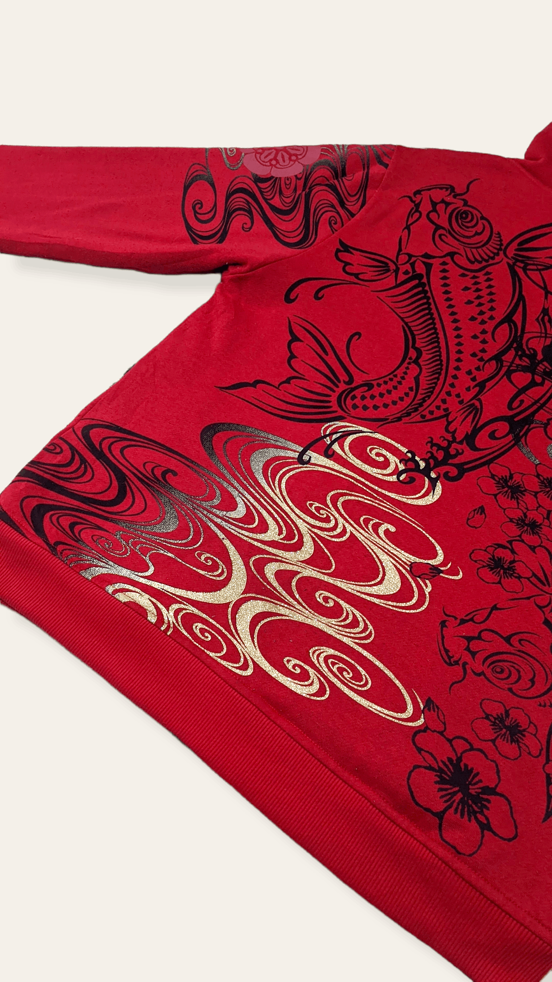 Japanese Brand × Vintage Vintage Japanese Sukajan Gold Koi Fish Zipped Hoodie Size US L / EU 52-54 / 3 - 8 Thumbnail