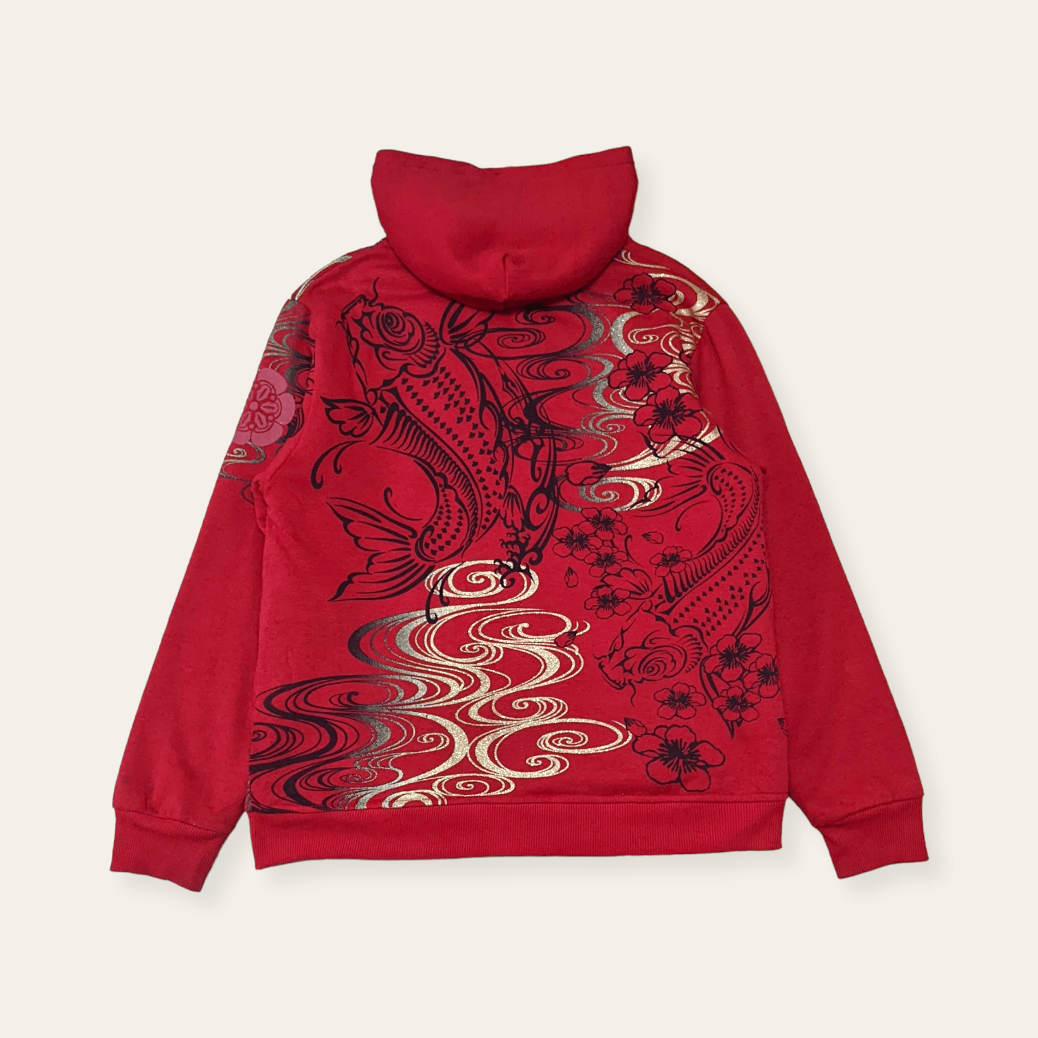 Japanese Brand × Vintage Vintage Japanese Sukajan Gold Koi Fish Zipped Hoodie Size US L / EU 52-54 / 3 - 2 Thumbnail