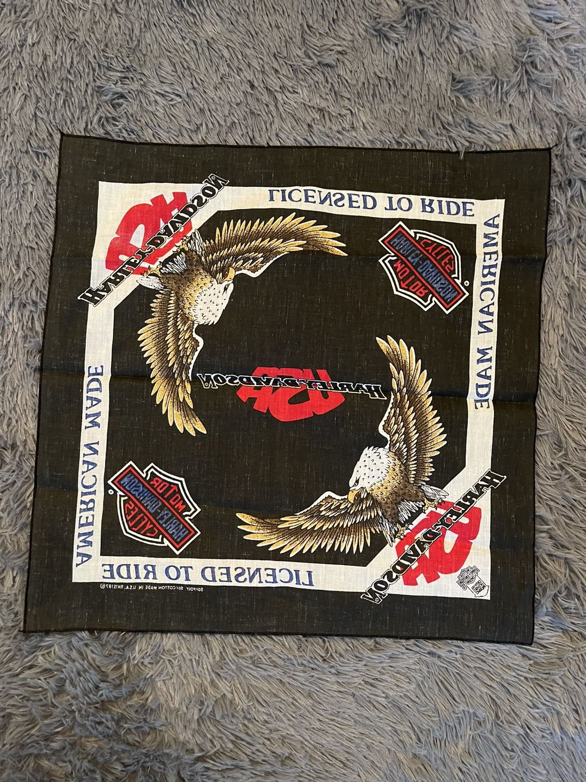 Harley Davidson × Vintage Harley Davidson 90s vintage made in USA bandana scarf Size ONE SIZE - 4 Thumbnail