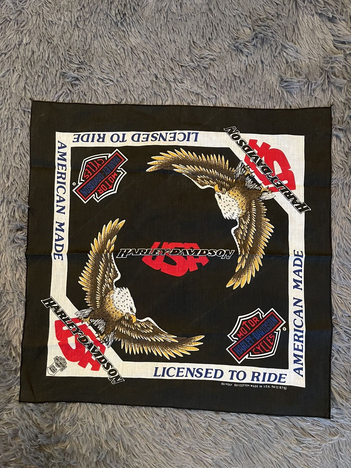 Harley Davidson × Vintage Harley Davidson 90s vintage made in USA bandana scarf Size ONE SIZE - 1 Thumbnail