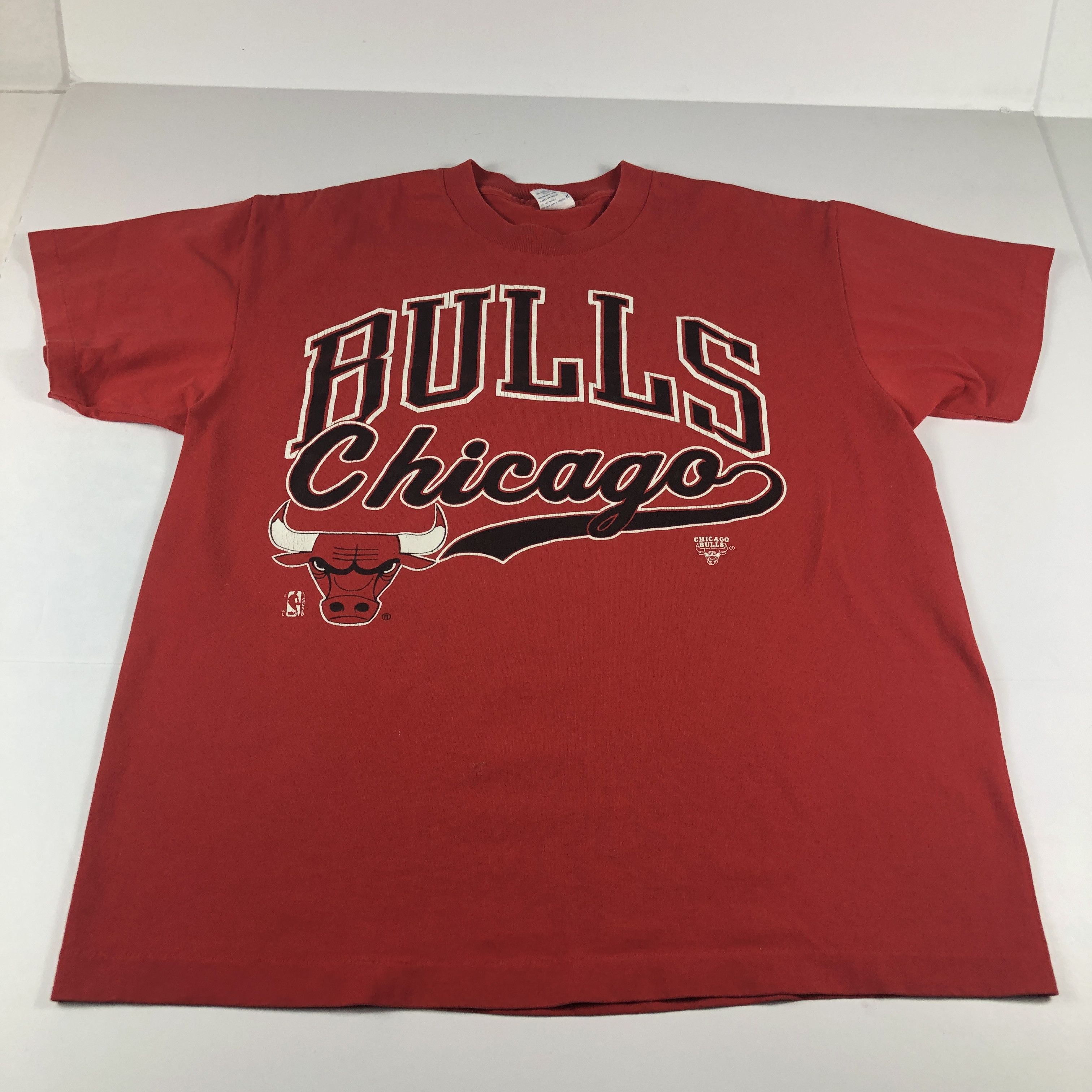 VTG 90s Chicago Bulls Shirt Red Big Logo Single Stitch Tee