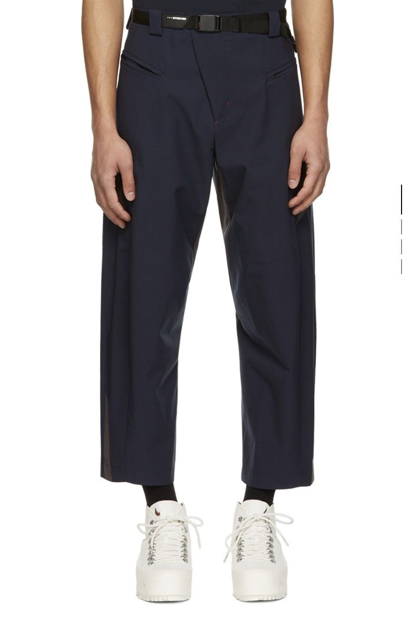 Hyein Seo Navy Cropped Polyester Trousers size S NWT UNI