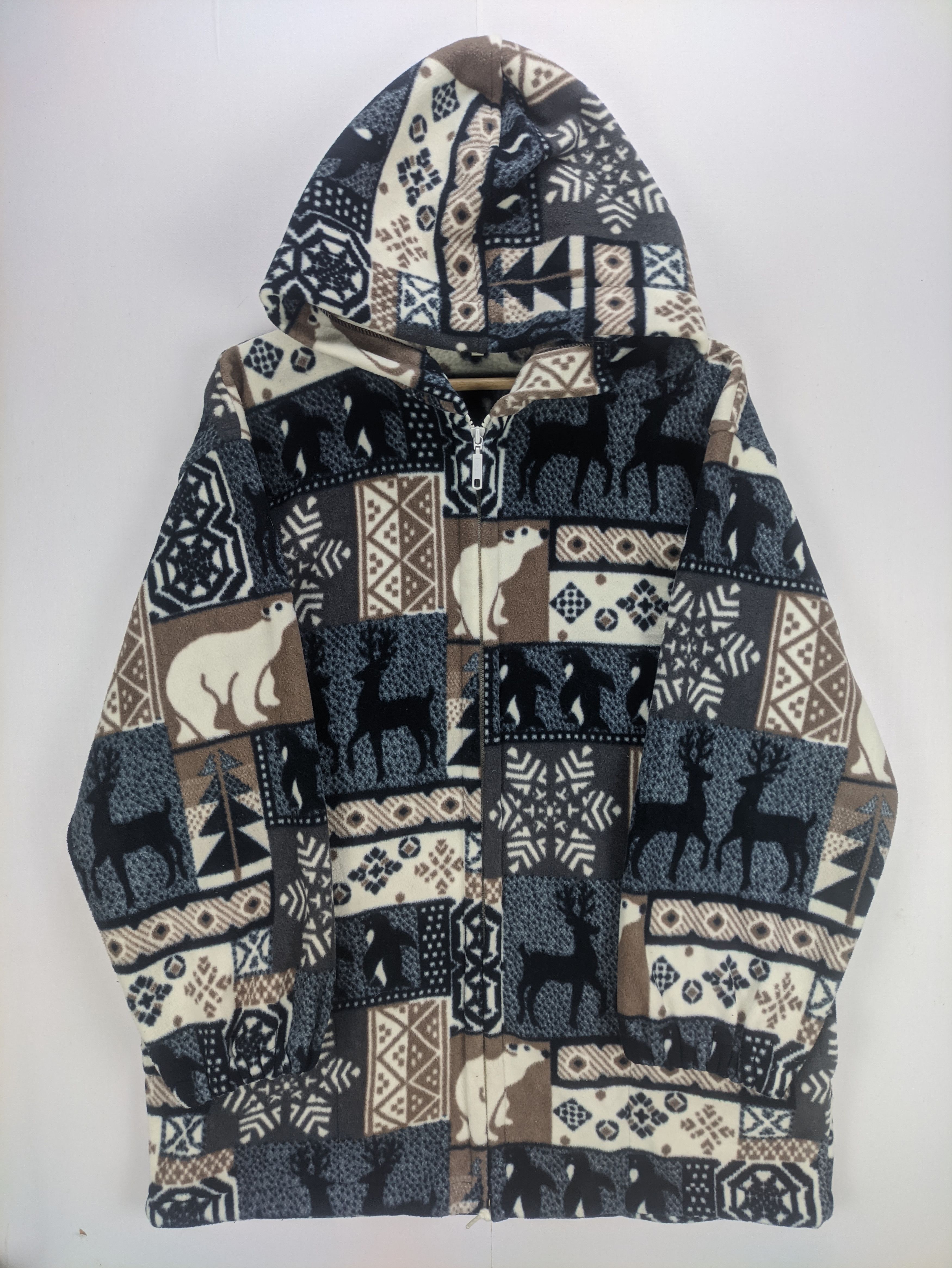 Japanese Brand Steals🔥Fleece Jacket Zipper Hooded Native Patterned Size US L / EU 52-54 / 3 - 8 Thumbnail