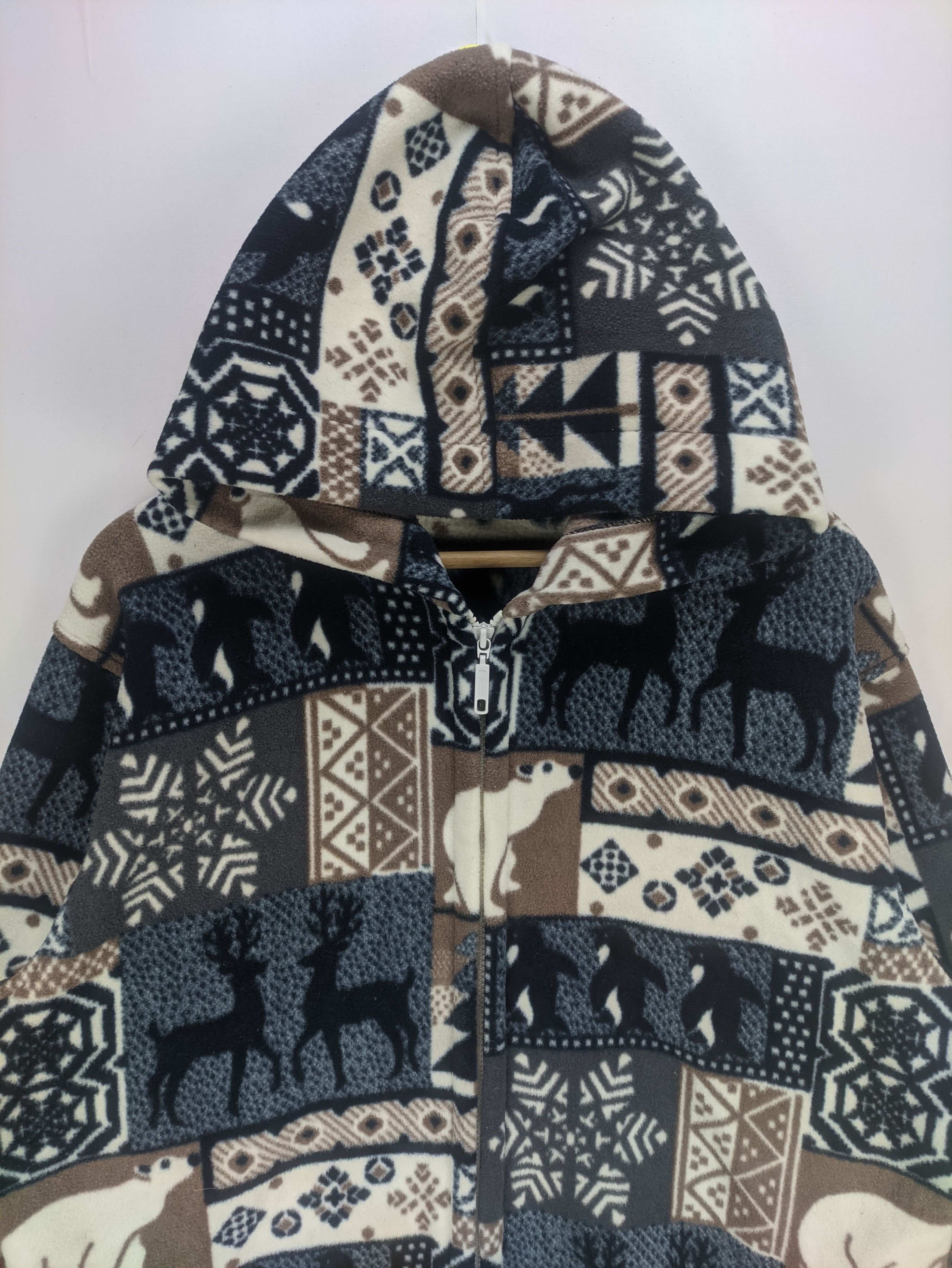 Japanese Brand Steals🔥Fleece Jacket Zipper Hooded Native Patterned Size US L / EU 52-54 / 3 - 6 Thumbnail
