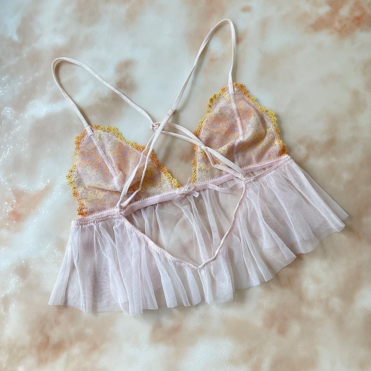 Victoria's Secret VS pink orange floral embroidered mesh sheer cami top size M Size M / US 6-8 / IT 42-44 - 3 Thumbnail