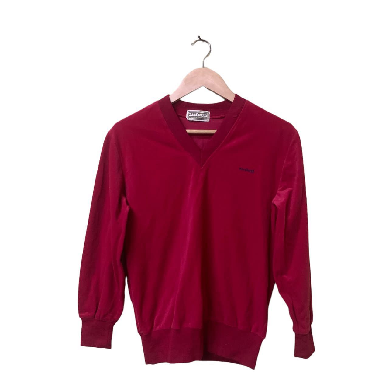 Lindbergh Lindbergh v neck velvet sweatshirt red color large Size L / US 10 / IT 46 - 1 Thumbnail