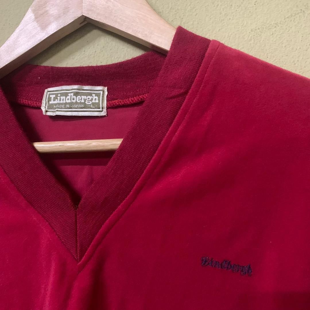 Lindbergh Lindbergh v neck velvet sweatshirt red color large Size L / US 10 / IT 46 - 3 Thumbnail