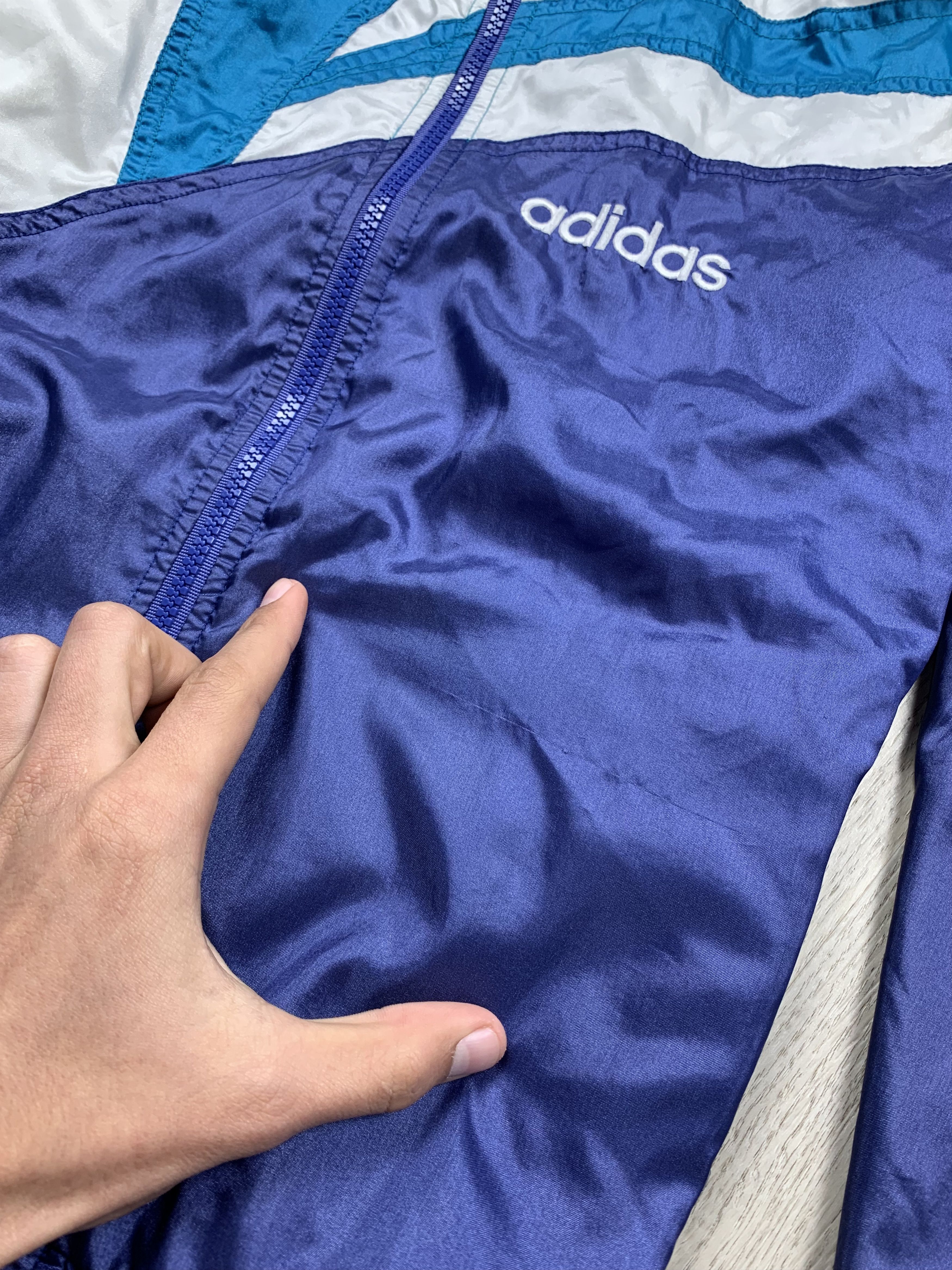 Adidas Adidas Vintage Mens Nylon Track Suit Jacket + Pants Drill Size US XL / EU 56 / 4 - 7 Thumbnail