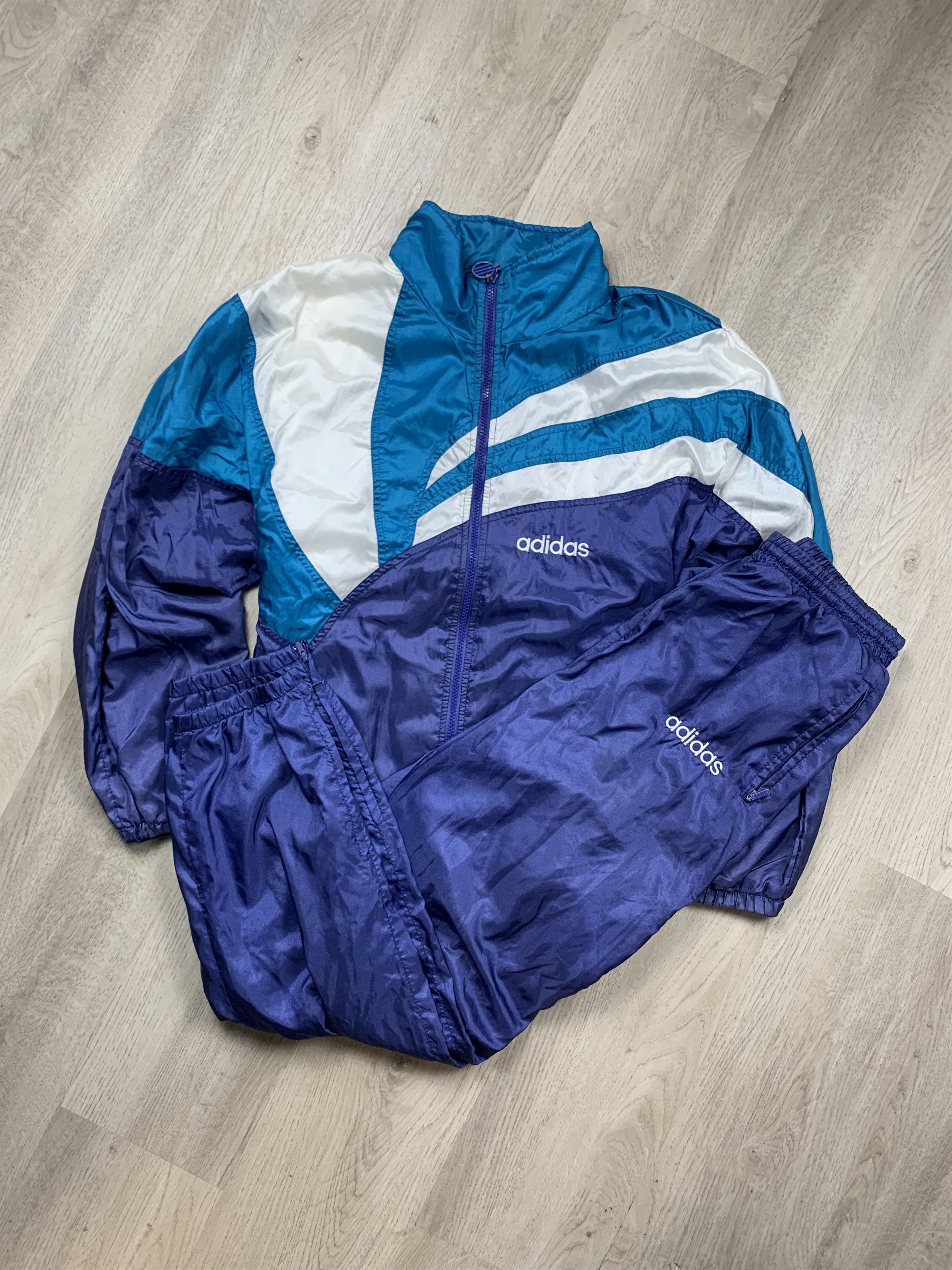 Adidas Adidas Vintage Mens Nylon Track Suit Jacket + Pants Drill Size US XL / EU 56 / 4 - 3 Thumbnail