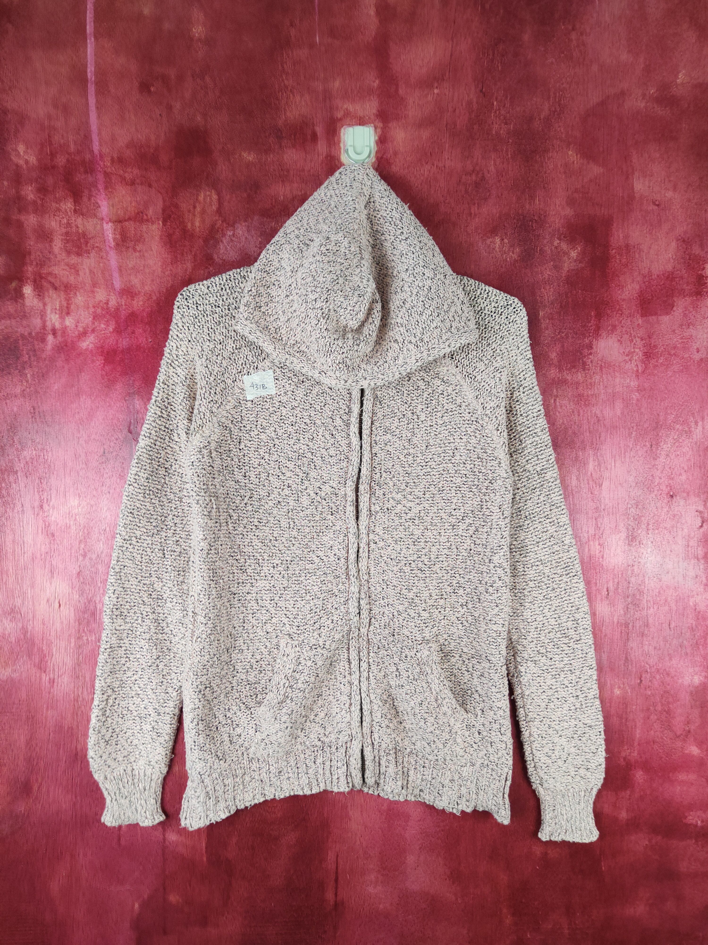 image of Homespun Knitwear La: Hearts Peach Knitwear Hoodie Sweater 431B, Women's (Size Medium)