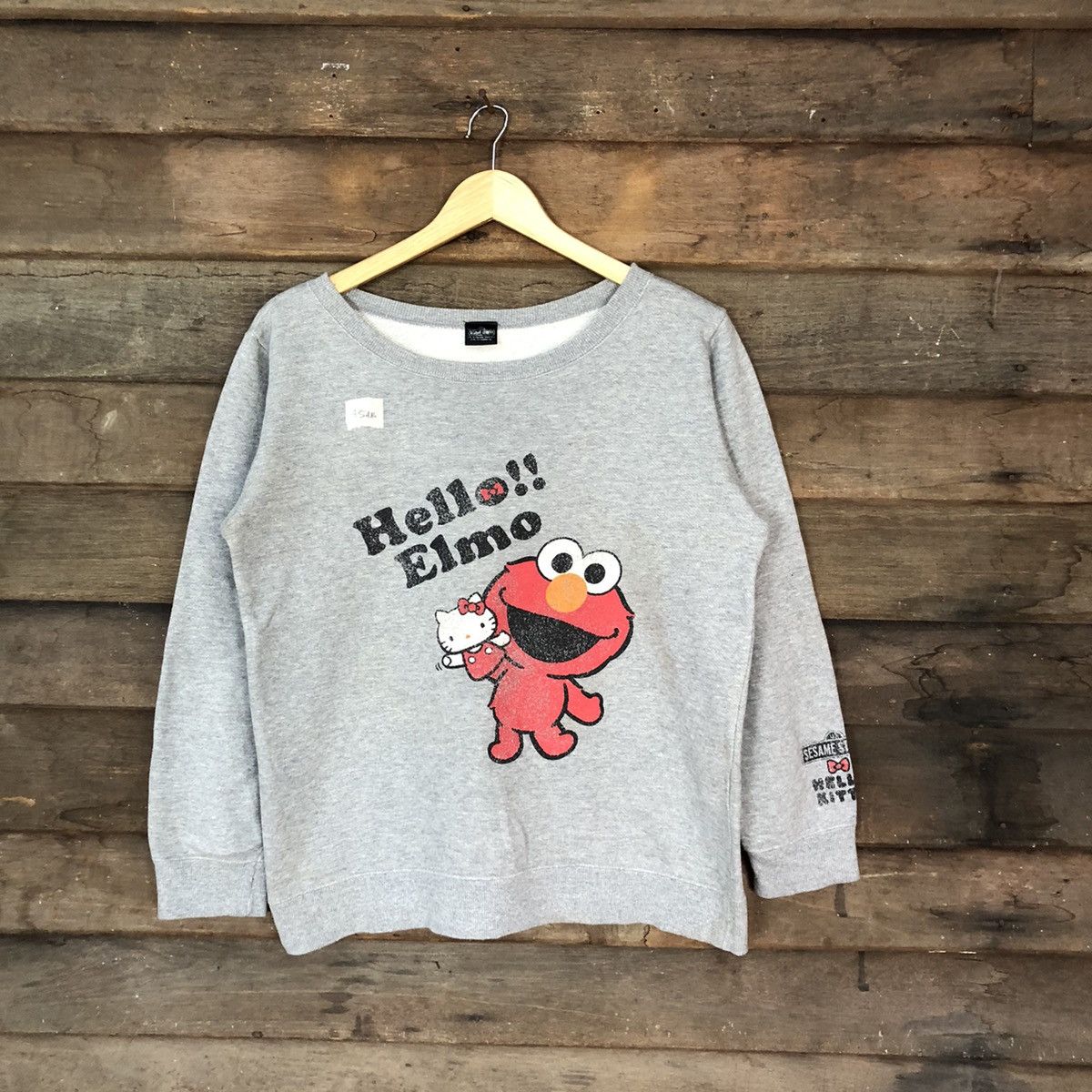 image of Cartoon Network x Movie Sesame Street X Hello Kitty Grey Sweatshirt Vintage 454B, Women's (Size Lar