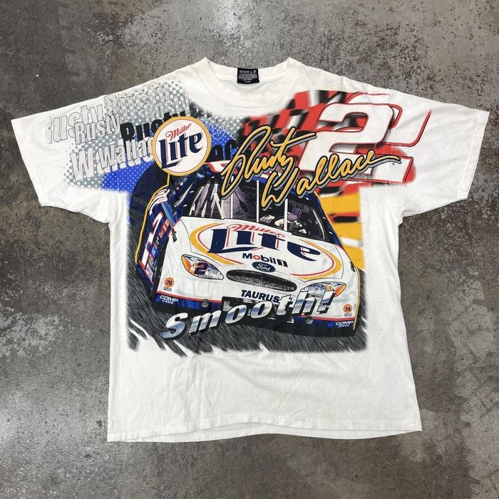 Vintage vintage 90s Rusty Wallace Miller lite beer NASCAR T-shirt | Grailed