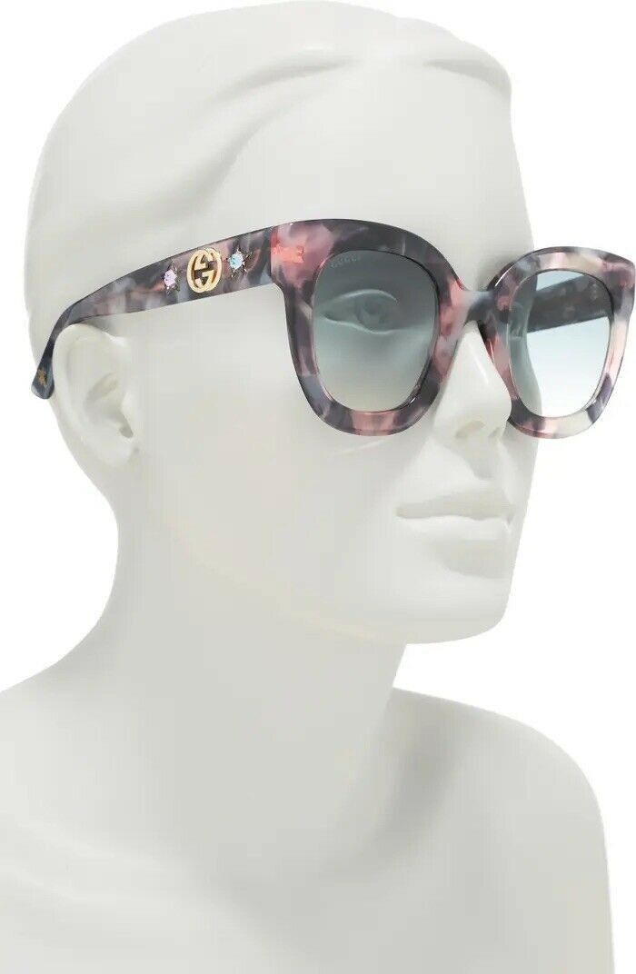 Gucci GG0208S 004 Purple Pink/Grey 49mm Cat Eye Sunglasses