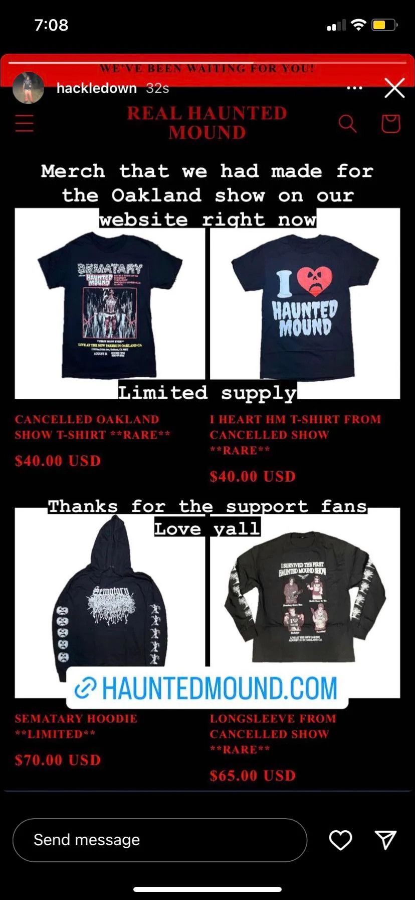 Haunted Mound 💀2022💀 Sematary x Haunted Mound 'Live' Tour Hoodie LIMITED Size US XL / EU 56 / 4 - 6 Thumbnail