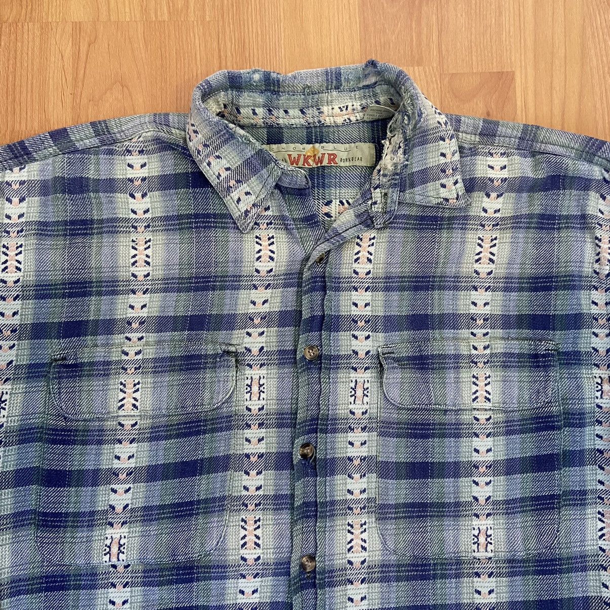 Anchor Blue Vintage Naturally Distressed Button Up Shirt L