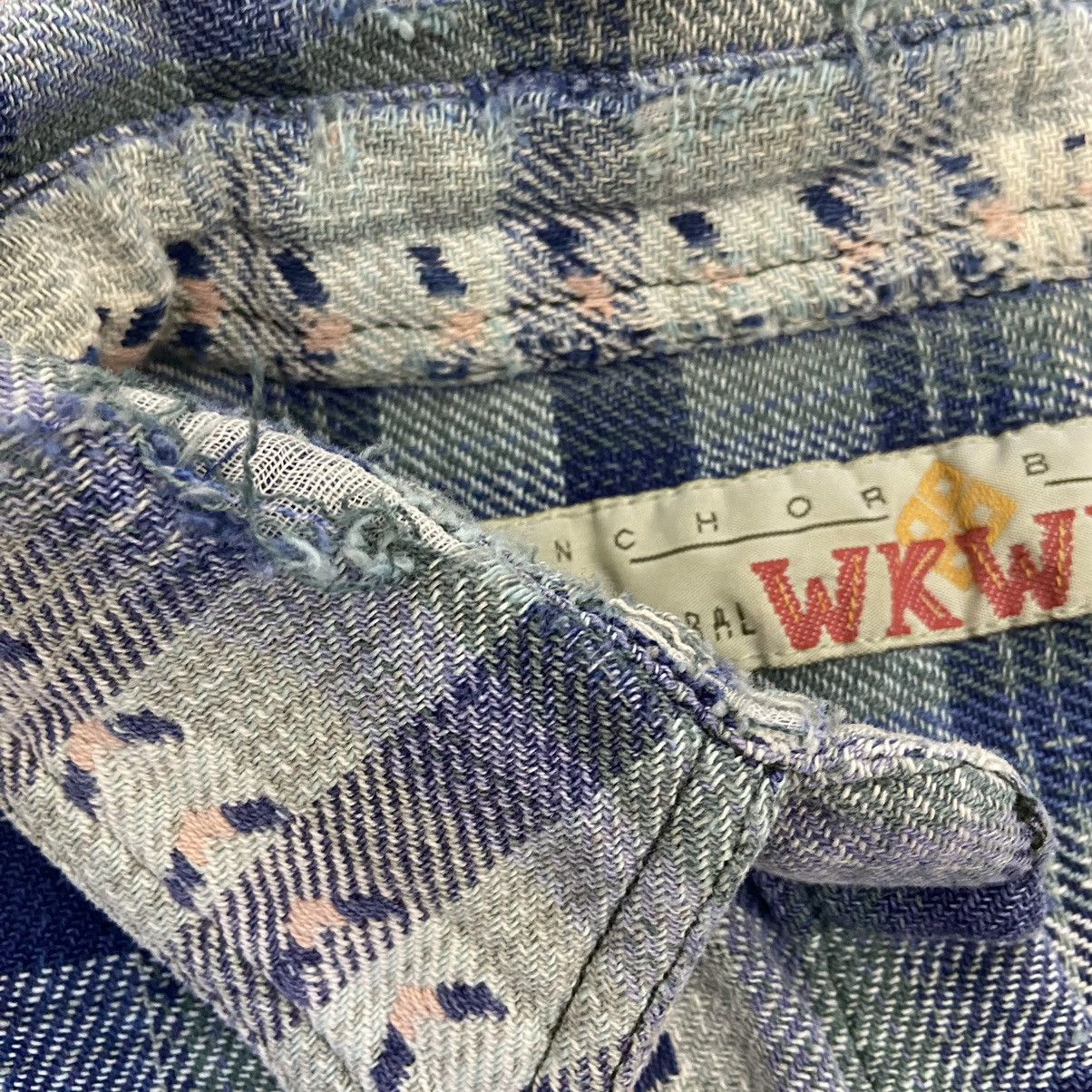 Anchor Blue Vintage Naturally Distressed Button Up Shirt L