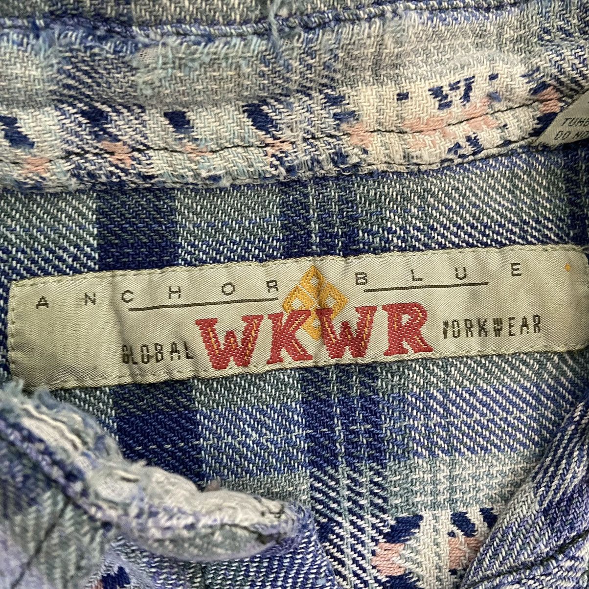 Anchor Blue Vintage Naturally Distressed Button Up Shirt L