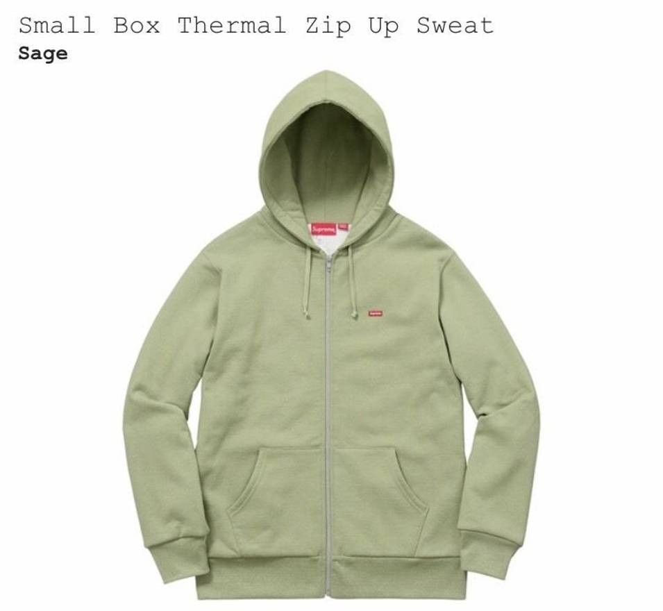 Supreme SUPREME FW16 Small Green Box Logo Thermal Zip Up Hoodie