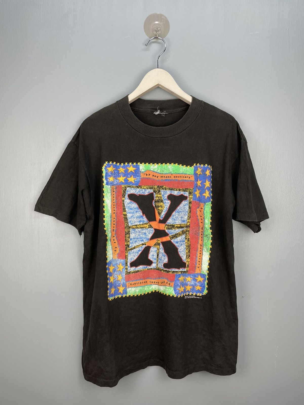 Vintage Vintage 90s “by any means necessary” Malcolm X t shirt Size US L / EU 52-54 / 3 - 1 Thumbnail