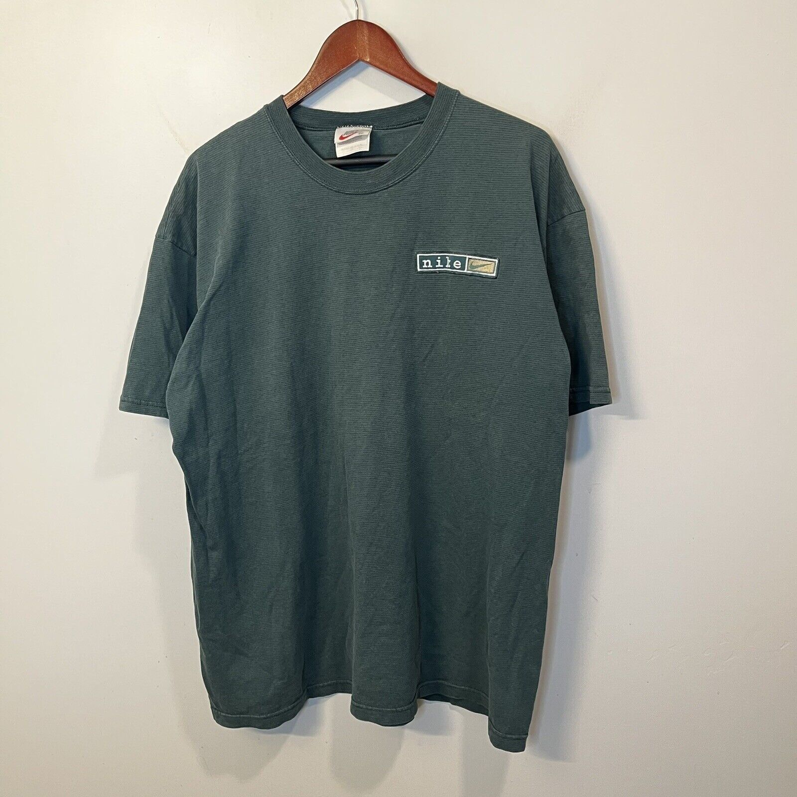 Nike vtg Nike White Tag 90s Box Logo Made in USA Green T-Shirt | Grailed