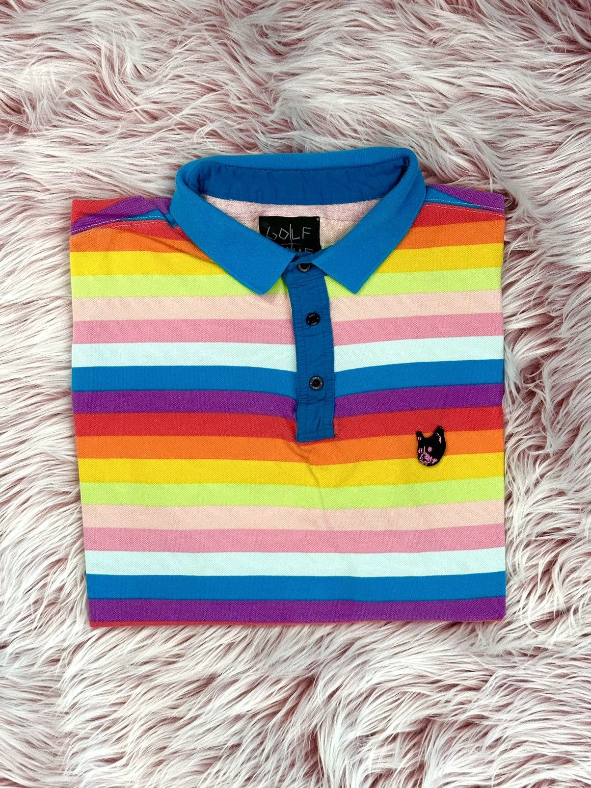 Golf Wang × Golf le Fleur WAVY STRIPE KNIT POLO RED | Grailed