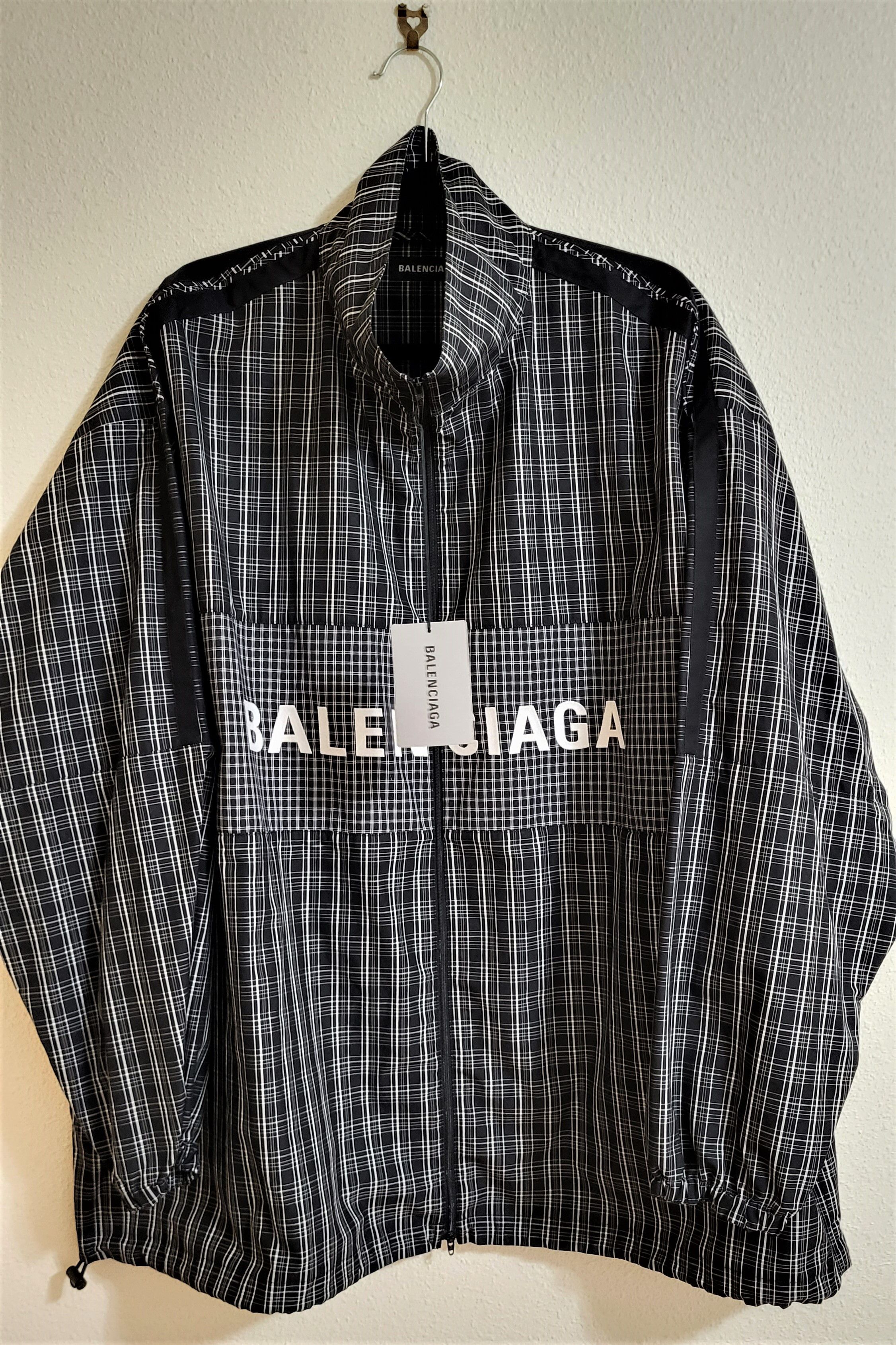 Balenciaga NEW $1.5k Logo Zip Up Oversized Checkered Jacket | Grailed