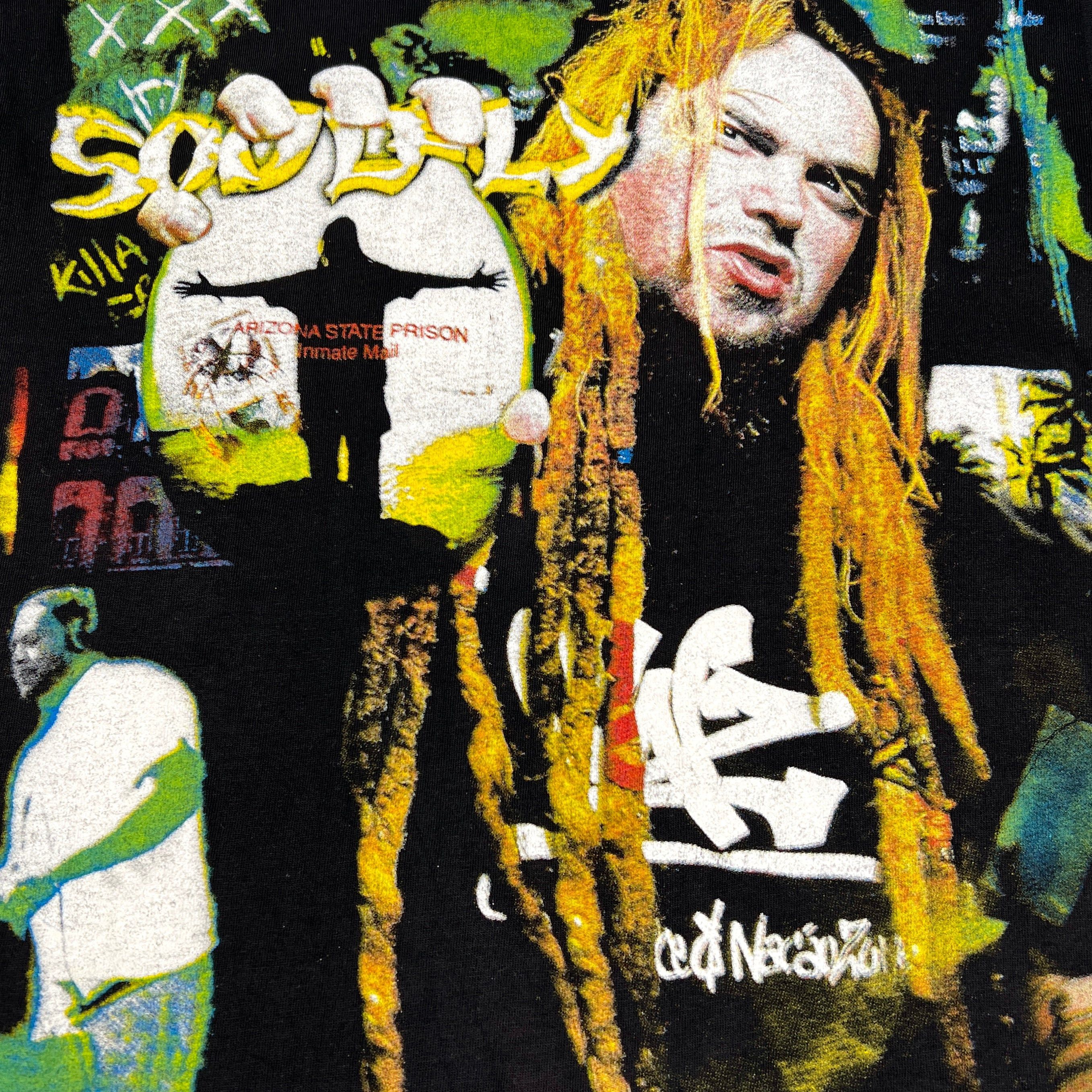 Band Tees Vintage 90s Soulfly Sepultura Max Cavalera All Over T Shirt Size US XL / EU 56 / 4 - 5 Thumbnail