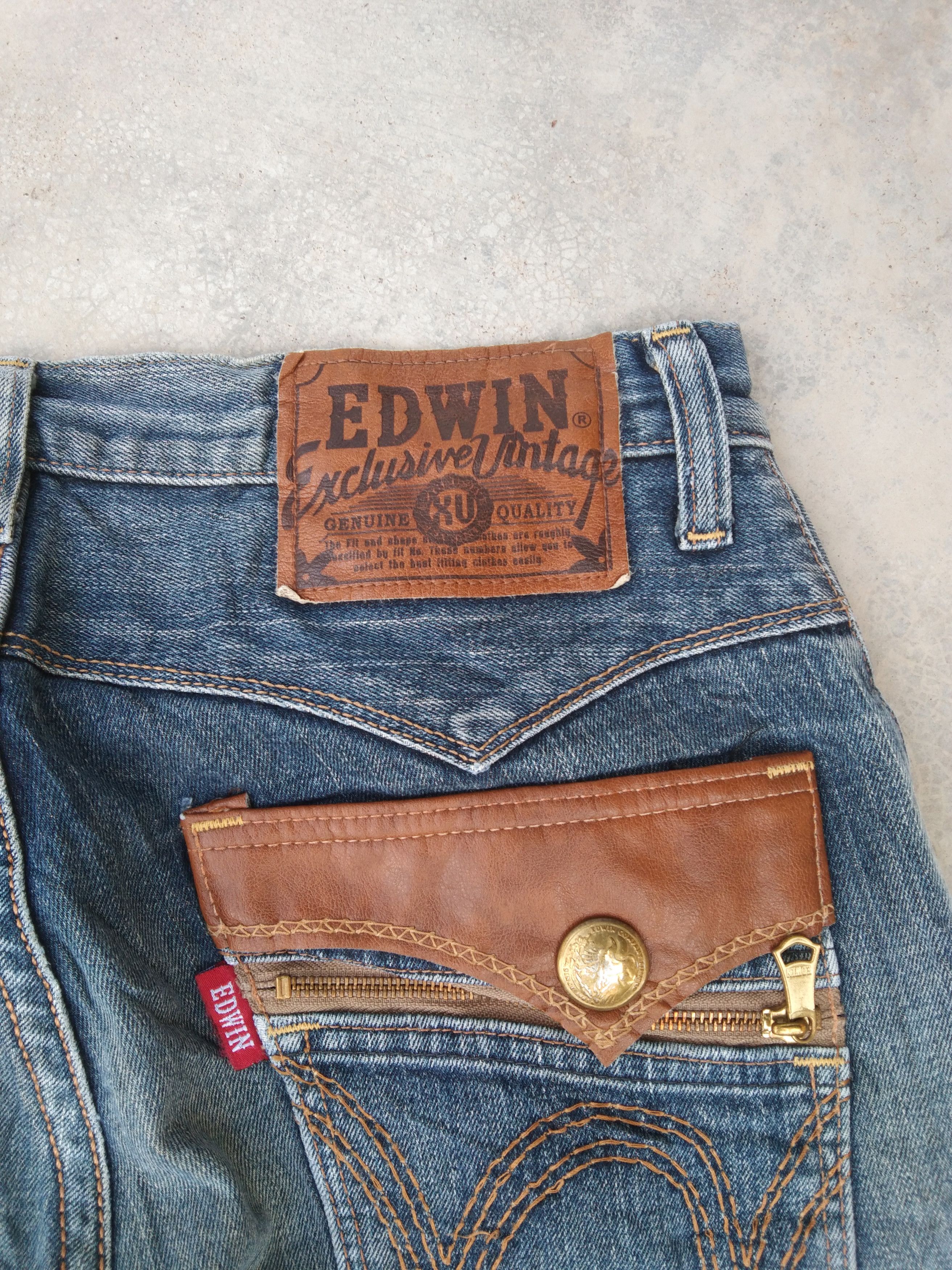 Japanese Brand Vintage Distressed Edwin Faded blue Straight Leg Jeans 32x30 Size US 32 / EU 48 - 5 Thumbnail