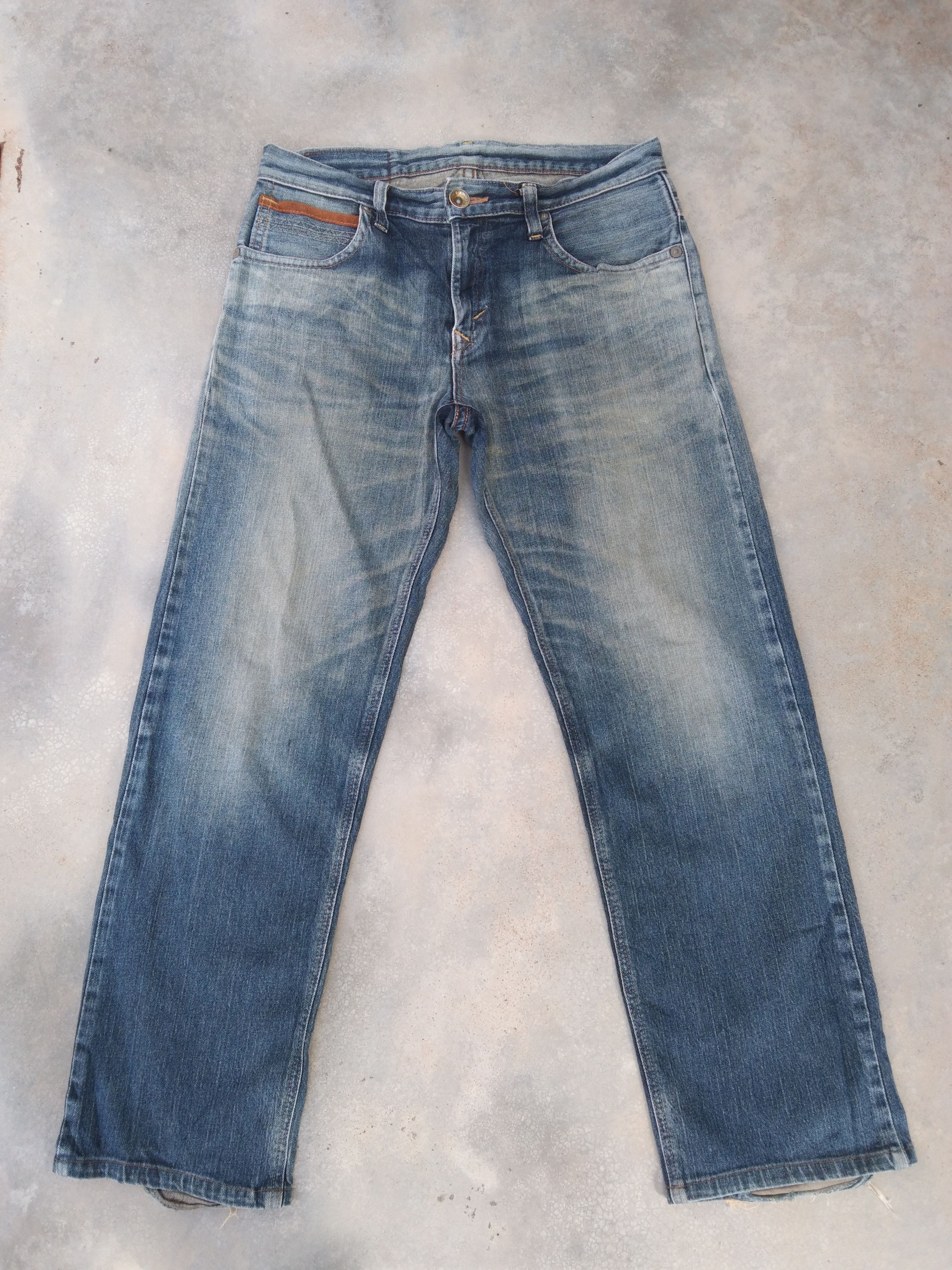 Japanese Brand Vintage Distressed Edwin Faded blue Straight Leg Jeans 32x30 Size US 32 / EU 48 - 2 Thumbnail