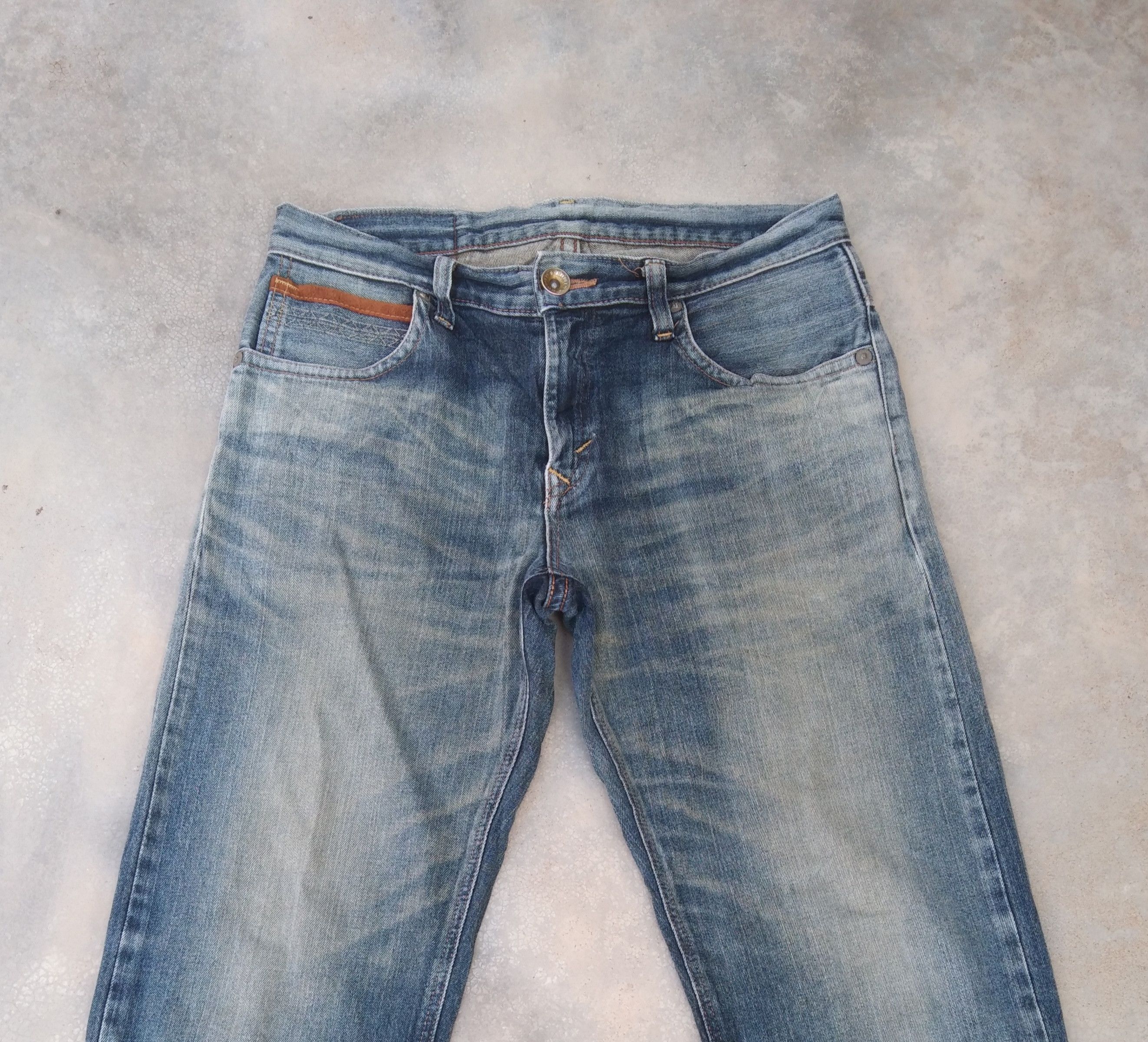 Japanese Brand Vintage Distressed Edwin Faded blue Straight Leg Jeans 32x30 Size US 32 / EU 48 - 3 Thumbnail