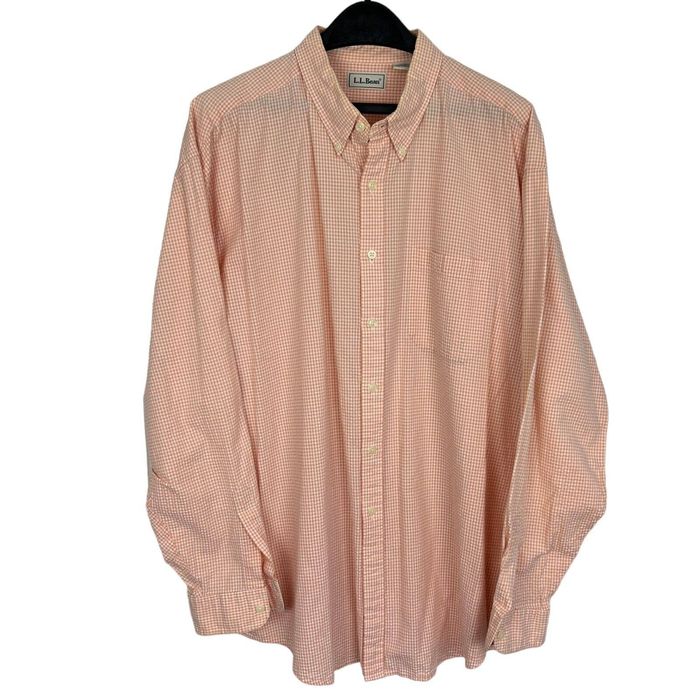 L.L. Bean Vintage LL Bean SEERSUCKER XL Gingham Check Shirt Pink | Grailed