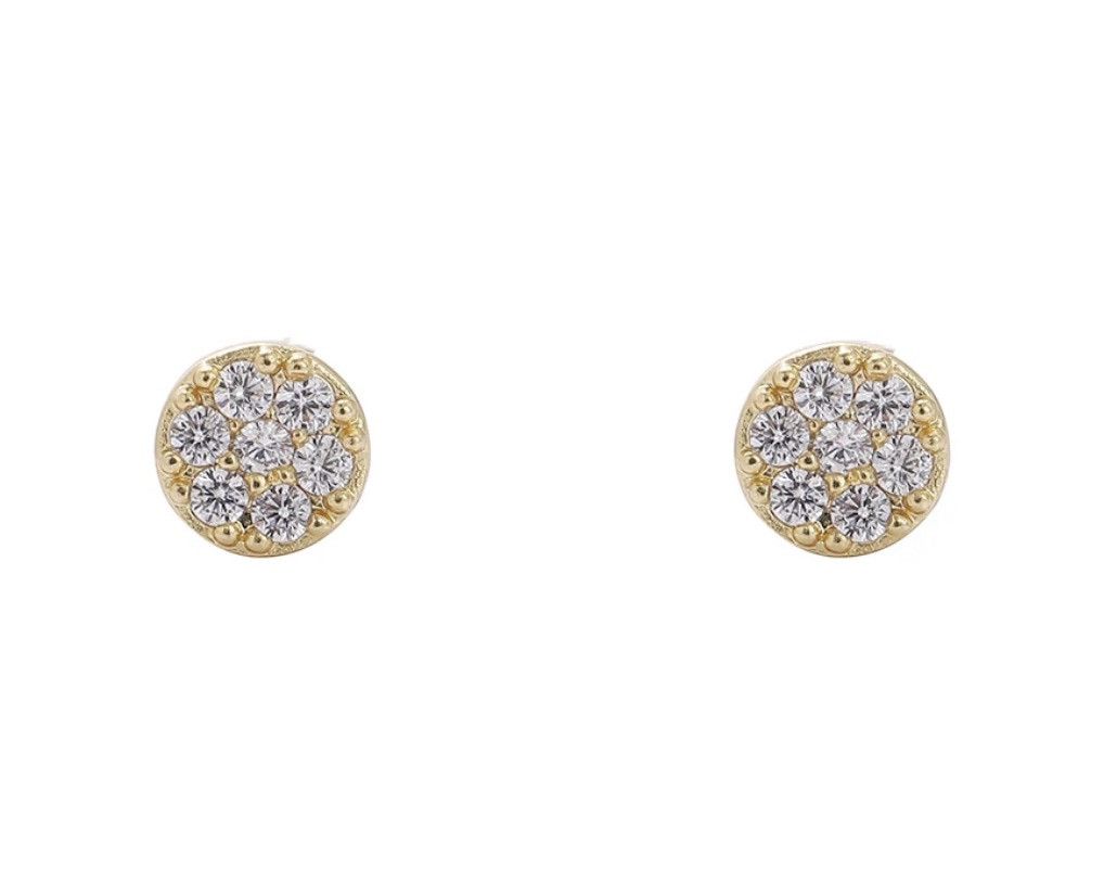 Jewelry 18k gold or silver iced out 5 mm cluster stud earrings Size ONE SIZE - 6 Thumbnail