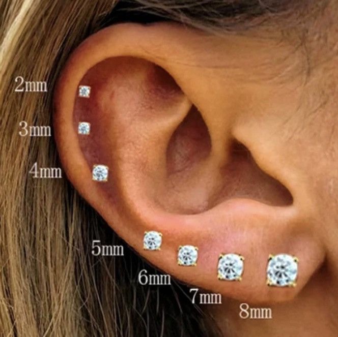Jewelry 18k gold or silver iced out 5 mm cluster stud earrings Size ONE SIZE - 7 Thumbnail