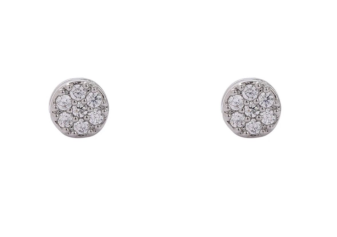 Jewelry 18k gold or silver iced out 5 mm cluster stud earrings Size ONE SIZE - 5 Thumbnail