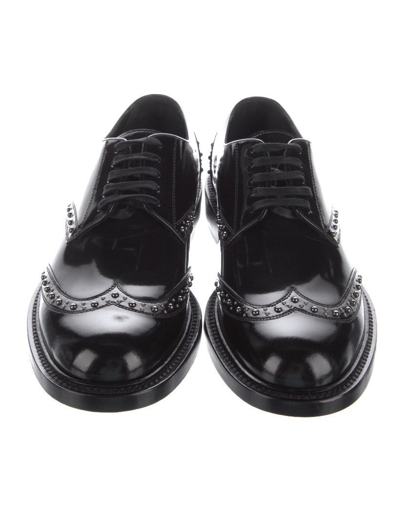 Saint Laurent Paris black leather derby studded 8.5us