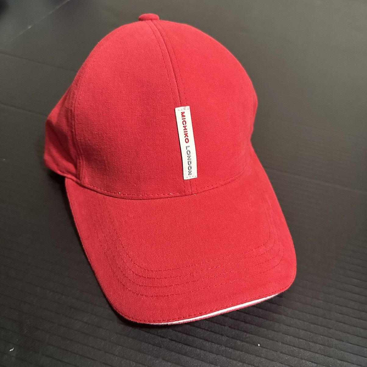 Michiko London Koshino Stripe Logo Strapback Cap Hat Red Cotton Streetwear OSFA store